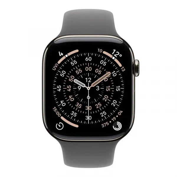 Apple Watch Series 11 GPS + Cellular 46mm Natural Titanium Case with Stone Grey Sport Band - S/M MFCW4WF/A