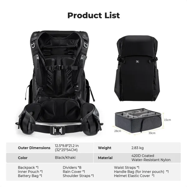 K&F Concept Batoh 30L Star Wander 02 (čierny) 40455