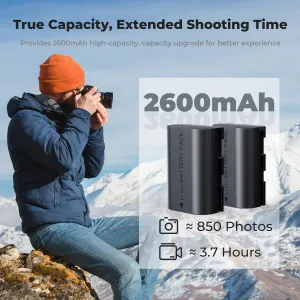 K&F Concept Batéria pre fotoaparát Canon LP-E6NH 2600 mAh, sada nabíjačiek pre dve batérie s dvoma sloty pre LCD displeje 42341