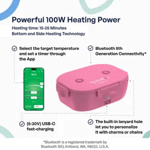 Faitron HeatsBox GO Light šikovný ohrievací obedový box na batériu, ružový HB-06-102B_PN