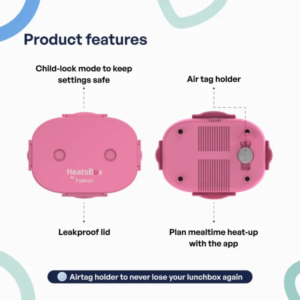 Faitron HeatsBox GO Light šikovný ohrievací obedový box na batériu, ružový HB-06-102B_PN