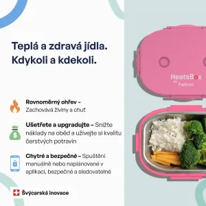 Faitron HeatsBox GO Light šikovný ohrievací obedový box na batériu, ružový HB-06-102B_PN