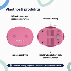 Faitron HeatsBox GO Light šikovný ohrievací obedový box na batériu, ružový HB-06-102B_PN