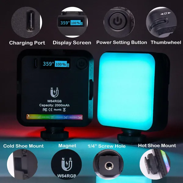 K&F Concept 6W mini výplňové svetlo plnofarebné RGB 21898