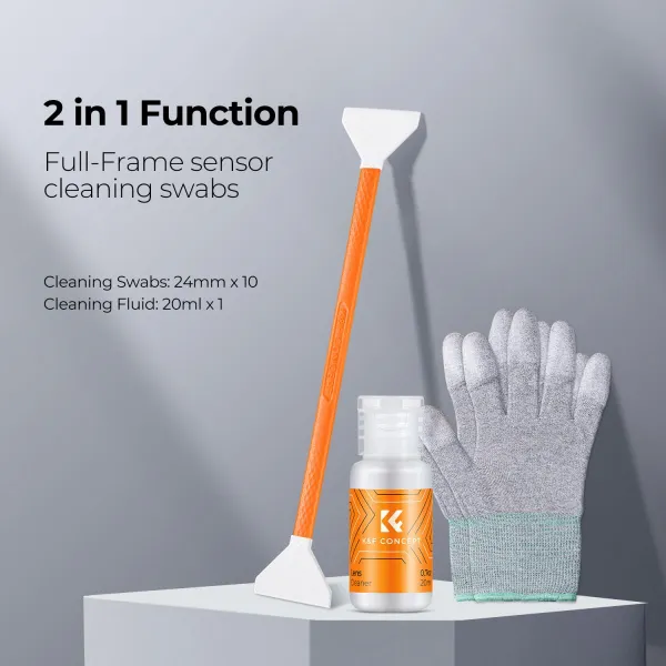 K&F Concept 10 ks obojstrannej čistiacej tyčinky + 20 ml čistiaceho roztoku 21884