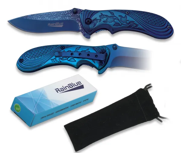 Nôž zatvárací ALBAINOX MA 18021 Rainblue Flowers - modrý