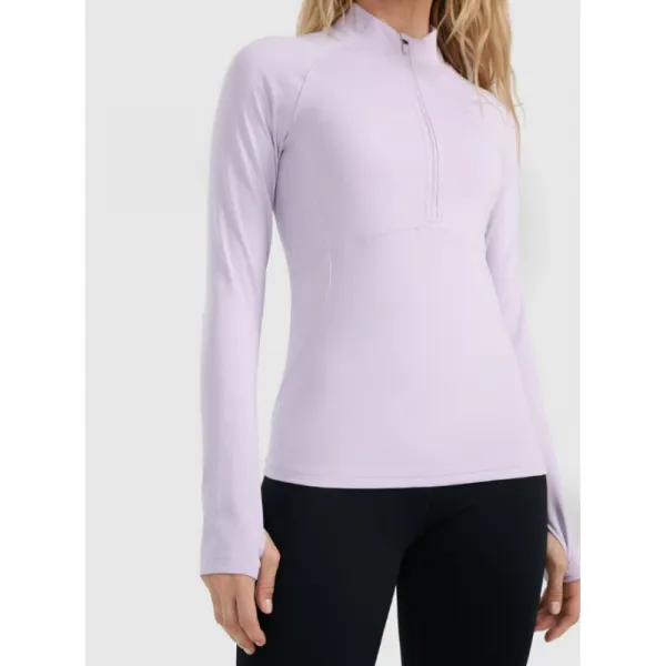 Dámske termo tričko s&nbsp;dlhým rukávom a s&nbsp;polovičným zipsom 4F BRUSHED UNDERWEAR F096-WAW25UBRUF096-52S-LIGHT VIOLET