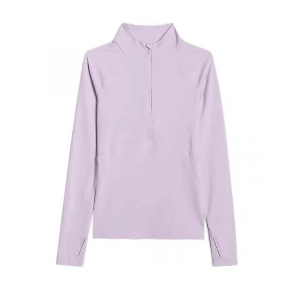 Dámske termo tričko s&nbsp;dlhým rukávom a s&nbsp;polovičným zipsom 4F BRUSHED UNDERWEAR F096-WAW25UBRUF096-52S-LIGHT VIOLET