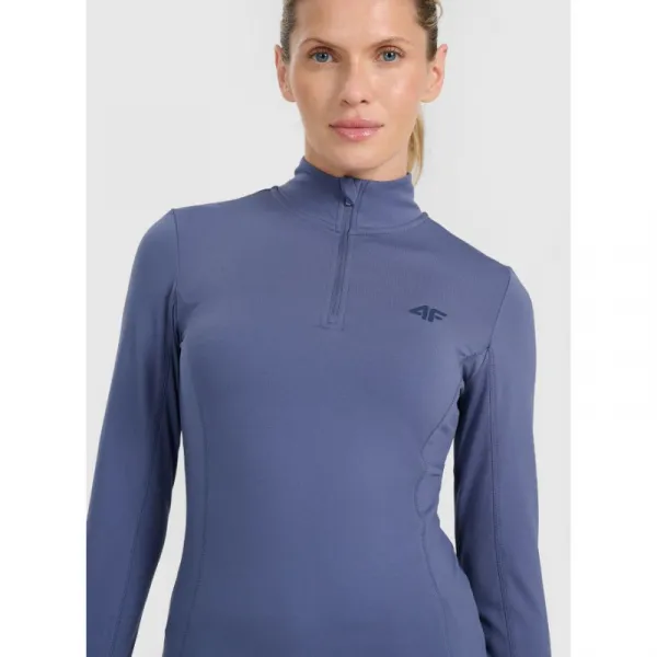 Dámske termo tričko s&nbsp;dlhým rukávom a s&nbsp;polovičným zipsom 4F BRUSHED UNDERWEAR F098-WAW25UBRUF098-32S-DENIM