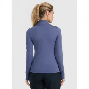Dámske termo tričko s&nbsp;dlhým rukávom a s&nbsp;polovičným zipsom 4F BRUSHED UNDERWEAR F098-WAW25UBRUF098-32S-DENIM
