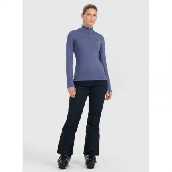 Dámske termo tričko s&nbsp;dlhým rukávom a s&nbsp;polovičným zipsom 4F BRUSHED UNDERWEAR F098-WAW25UBRUF098-32S-DENIM