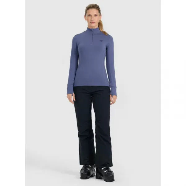 Dámske termo tričko s&nbsp;dlhým rukávom a s&nbsp;polovičným zipsom 4F BRUSHED UNDERWEAR F098-WAW25UBRUF098-32S-DENIM
