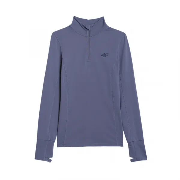 Dámske termo tričko s&nbsp;dlhým rukávom a s&nbsp;polovičným zipsom 4F BRUSHED UNDERWEAR F098-WAW25UBRUF098-32S-DENIM