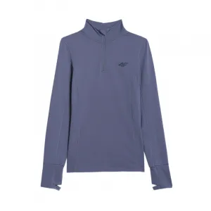 Dámske termo tričko s&nbsp;dlhým rukávom a s&nbsp;polovičným zipsom 4F BRUSHED UNDERWEAR F098-WAW25UBRUF098-32S-DENIM