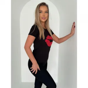 Dievčenské tričko s krátkym rukávom OMBRE T-shirt SLR098 black