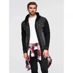 Pánska bunda s kapucňou OMBRE Jacket OM-JADJ-0220 V-3 black