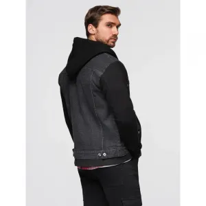 Pánska bunda s kapucňou OMBRE Jacket OM-JADJ-0220 V-3 black