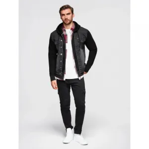 Pánska bunda s kapucňou OMBRE Jacket OM-JADJ-0220 V-3 black