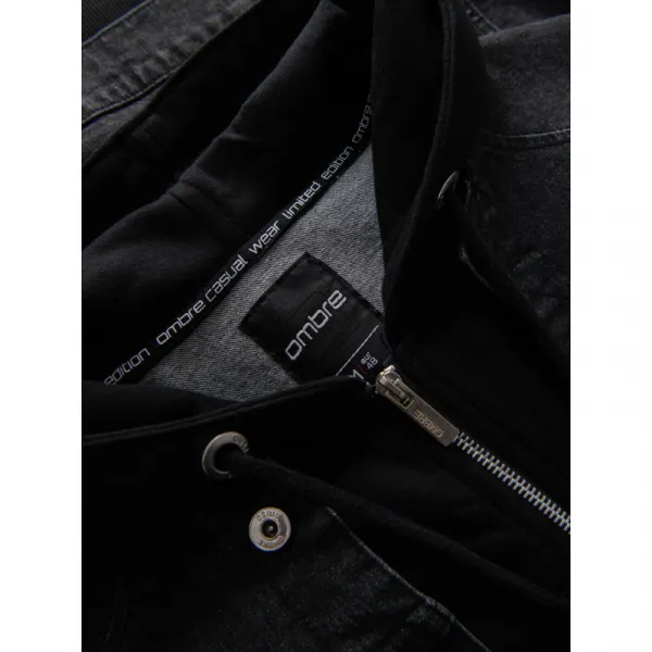 Pánska bunda s kapucňou OMBRE Jacket OM-JADJ-0220 V-3 black