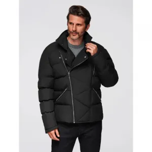 Pánska bunda s kapucňou OMBRE Jacket OM-JAHP-0252 V-1 black