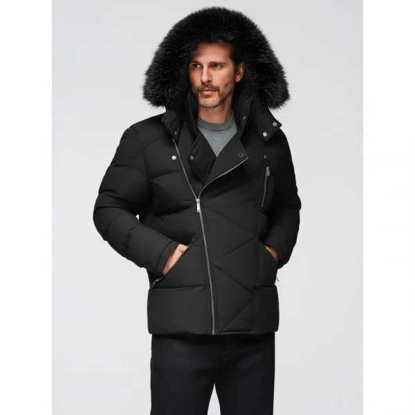 Pánska bunda s kapucňou OMBRE Jacket OM-JAHP-0252 V-1 black