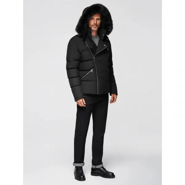 Pánska bunda s kapucňou OMBRE Jacket OM-JAHP-0252 V-1 black