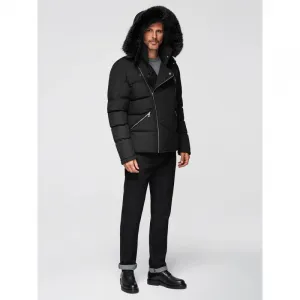 Pánska bunda s kapucňou OMBRE Jacket OM-JAHP-0252 V-1 black