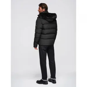 Pánska bunda s kapucňou OMBRE Jacket OM-JAHP-0252 V-1 black