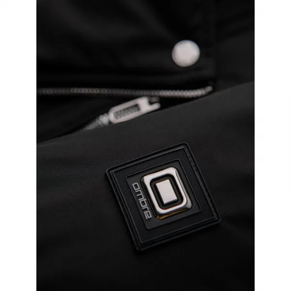 Pánska bunda s kapucňou OMBRE Jacket OM-JAHP-0252 V-1 black