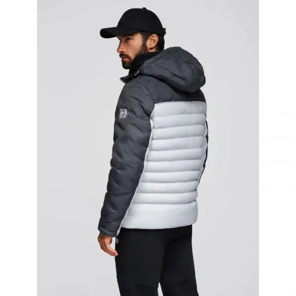Pánska bunda s kapucňou OMBRE Jacket OM-JALP-0206 V-3 dark gray gray