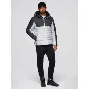 Pánska bunda s kapucňou OMBRE Jacket OM-JALP-0206 V-3 dark gray gray