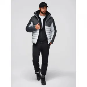 Pánska bunda s kapucňou OMBRE Jacket OM-JALP-0206 V-3 dark gray gray