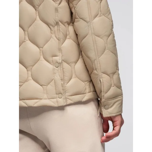 Pánska bunda s kapucňou OMBRE Jacket OM-JALP-0215 V-1 beige