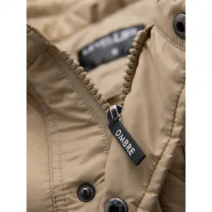 Pánska bunda s kapucňou OMBRE Jacket OM-JALP-0215 V-1 beige