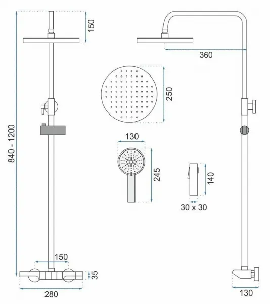 REA REA - Sprchový set s termostatom Savio Titanium REA-P8412