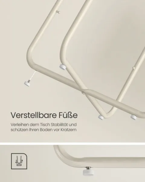 Okrúhly stolík s látkovým košom, 45x50 cm, krémovo biely