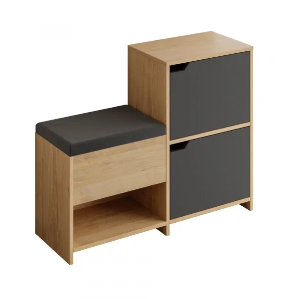 Skrinka na topánky / Botník Haven Shoe Bench - Oak, Anthracite