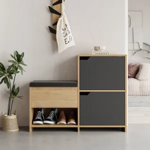 Skrinka na topánky / Botník Haven Shoe Bench - Oak, Anthracite