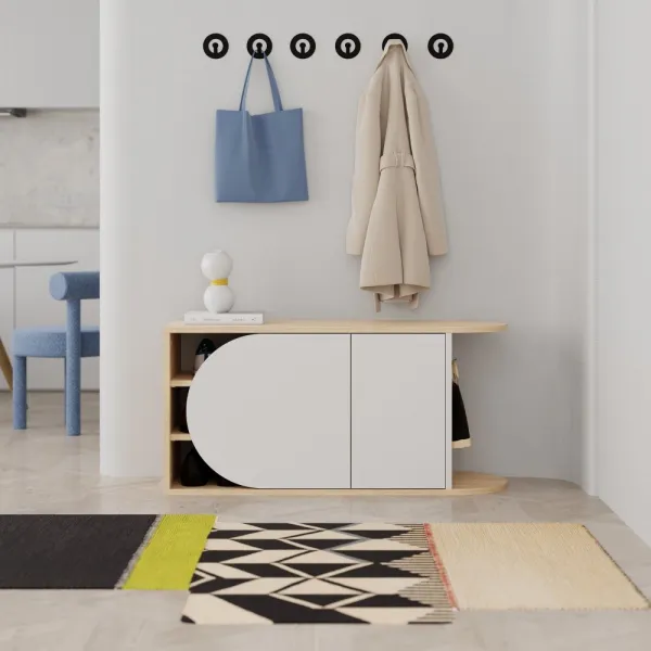 Skrinka na topánky / Botník Nova Shoe Bench - Oak, White
