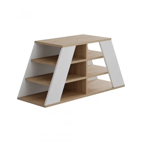 Skrinka na topánky / Botník Pyramid Shoe Bench - Oak, White