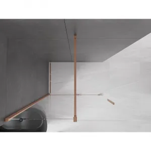 MEXEN/S - Velár posuvné sprchové dvere Walk-in 150, transparent, kartáčovaná meď 871-150-000-03-65
