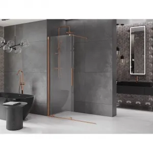 MEXEN/S - Velár posuvné sprchové dvere Walk-in 150, transparent, kartáčovaná meď 871-150-000-03-65