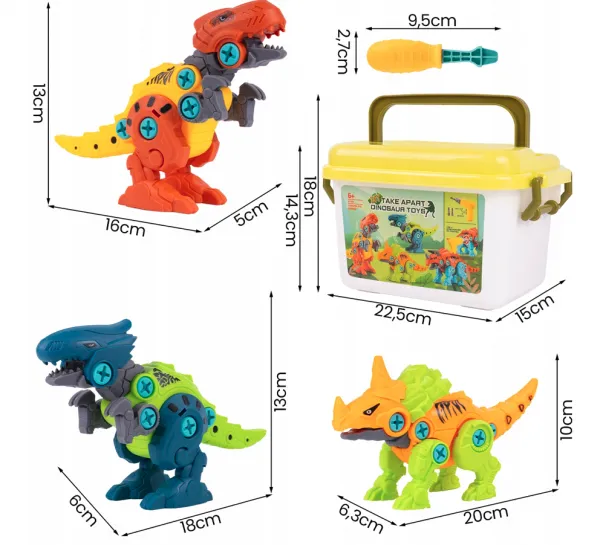 Konštrukčnástavebnicapredeti–dinosaurinaskrutkovaniesnáradím,4modelyvboxe
