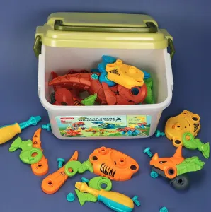 Konštrukčnástavebnicapredeti–dinosaurinaskrutkovaniesnáradím,4modelyvboxe