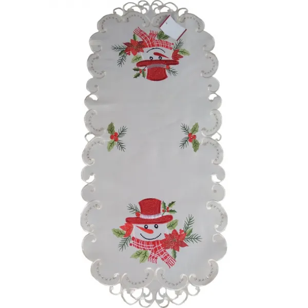KrémovávianočnáštólasvýšivkousnehuliakaŠírka:60cm|Dĺžka:120cm