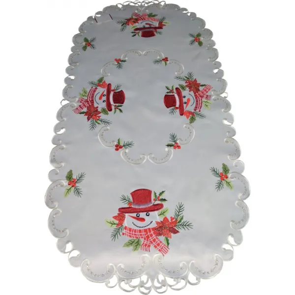 KrémovávianočnáštólasvýšivkousnehuliakaŠírka:60cm|Dĺžka:120cm