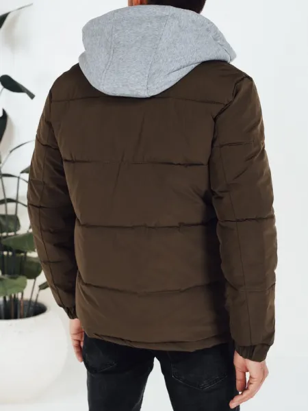Jedinečná zimná bunda s kapucňou khaki