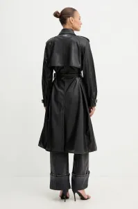 Kabát Karl Lagerfeld Perforated Faux Leather Trench Black