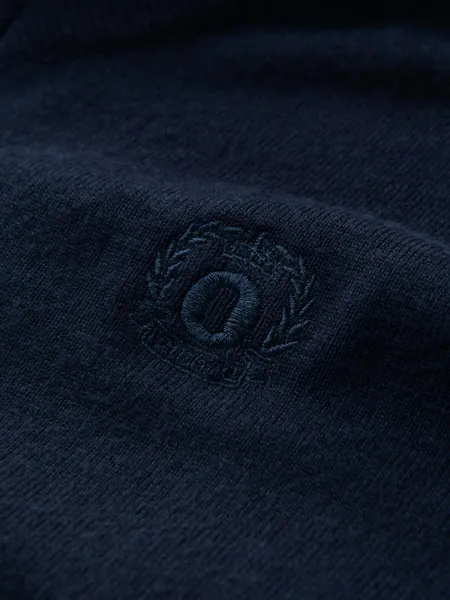 Ombre Men's elegant BASIC V-neck sweater with viscose - navy blue