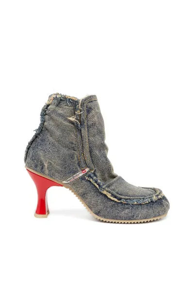 Členková Obuv Diesel Woodstock D-Woodstock Heel Ab Boots Blue Denim/Beige